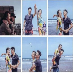 蔡少芬孕肚照曝光 着宽松泳衣难掩隆起的小腹