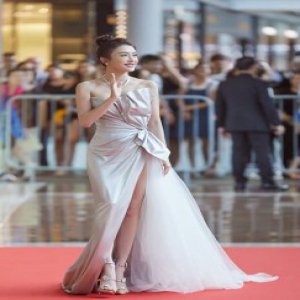 秦岚高开衩裙优雅亮相 获最受瞩目亚洲女艺人