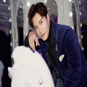 王冠逸蓝丝绒西装亮相 温暖深情如人鱼王子