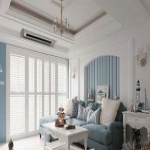 蓝色海洋木地板居室打造温馨港湾