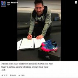 阿迪达斯和梅西完成一份终身合约，金额未知