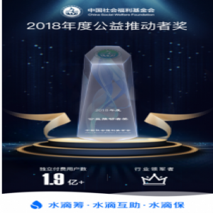 推动社会向善发展 水滴公益荣获中国社会福利基金会“2018年度公益推动者奖”