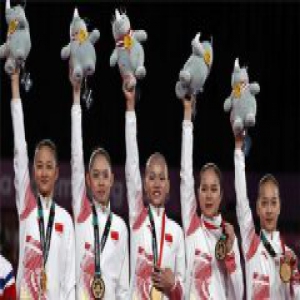 中国体操女团冠军 实现了亚运会12连冠