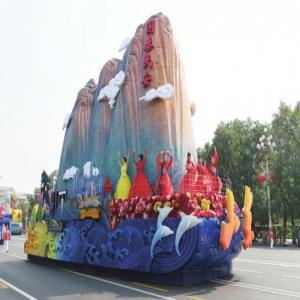 山东彩车由山东艺术学院设计 三个层次体现“国泰民安”