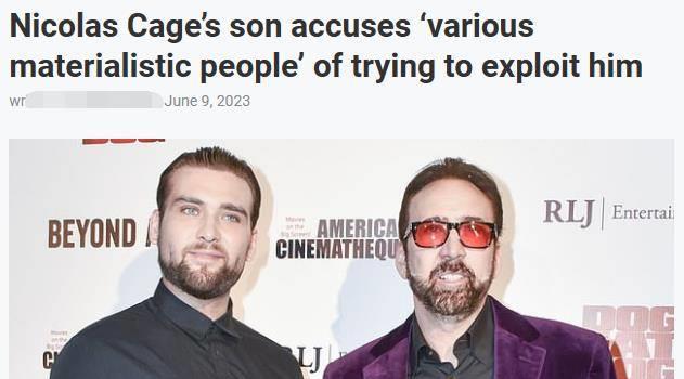 凯奇长子公然喊穷，称父亲每个月只给5.2万，前妻却想拿走一大半(图2)